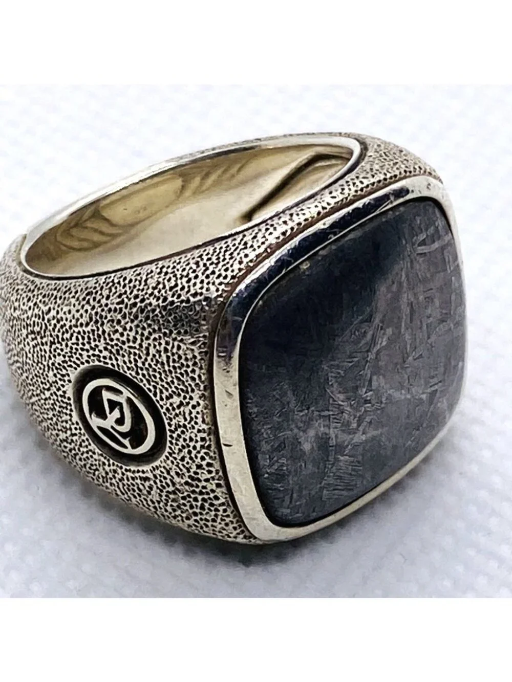 David Yurman Exotic Stone Mens Textured Sterling Silver Ring Size 9